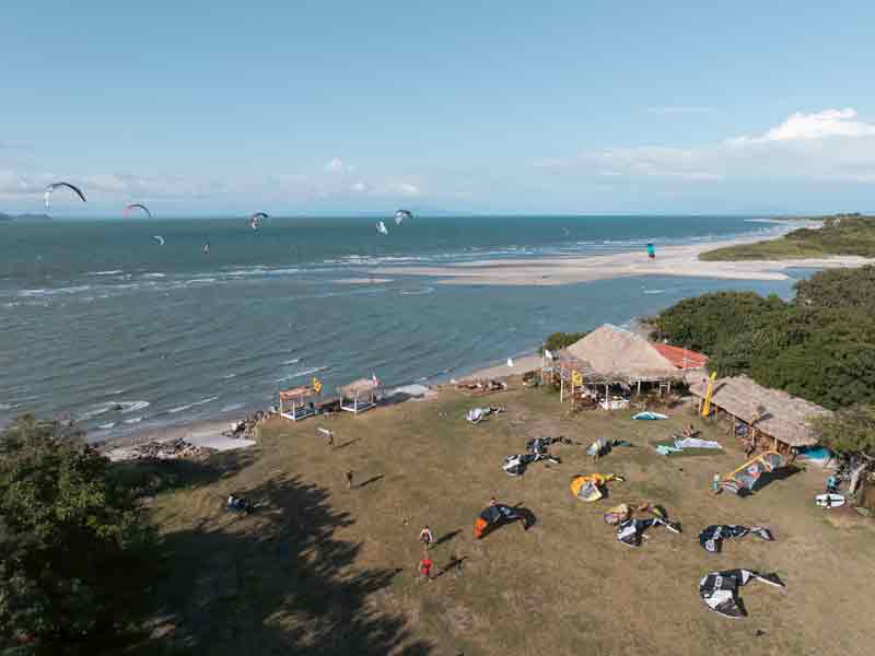 Kites on launch area